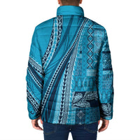 Pasifika Women's Day - Samoa Siapo Malu Tattoo Inspired Padded Jacket Turquoise LT7 - Polynesian Pride