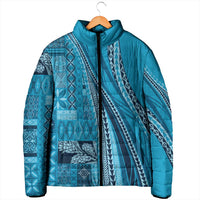 Pasifika Women's Day - Samoa Siapo Malu Tattoo Inspired Padded Jacket Turquoise LT7 - Polynesian Pride