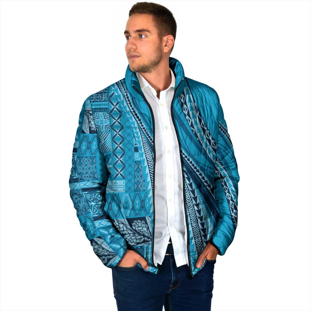 Pasifika Women's Day - Samoa Siapo Malu Tattoo Inspired Padded Jacket Turquoise LT7 - Polynesian Pride