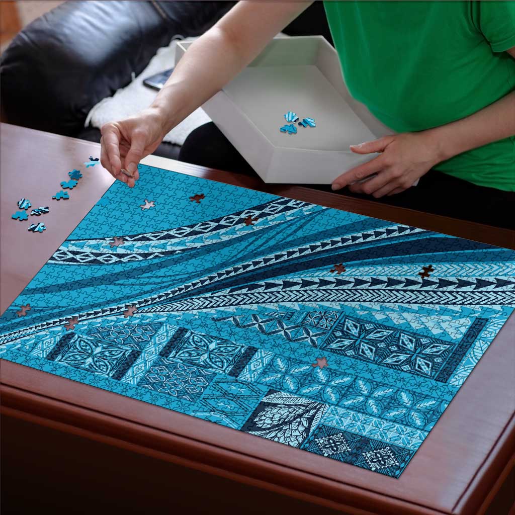Pasifika Women's Day - Samoa Siapo Malu Tattoo Inspired Puzzle Turquoise LT7 - Polynesian Pride