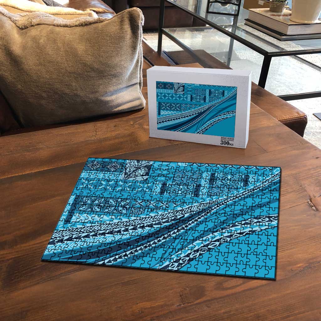 Pasifika Women's Day - Samoa Siapo Malu Tattoo Inspired Puzzle Turquoise LT7 - Polynesian Pride