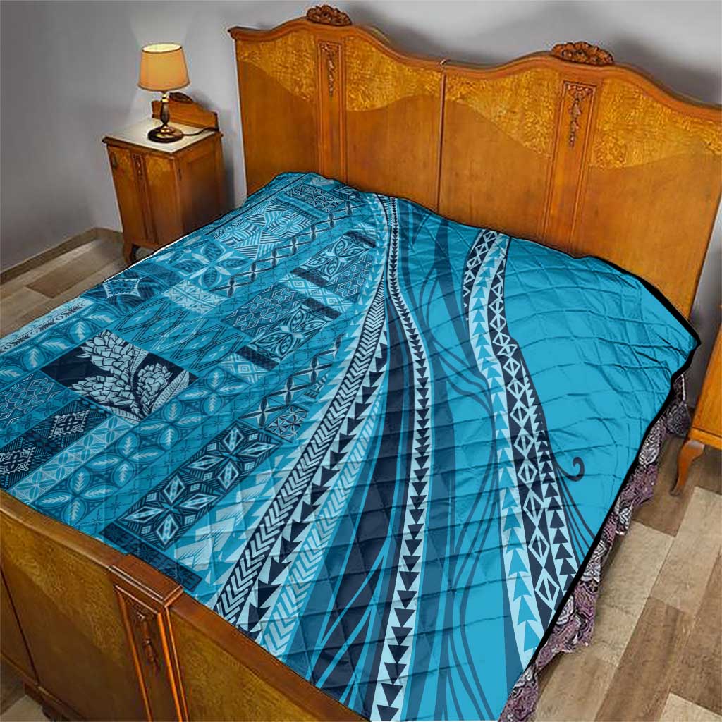 Pasifika Women's Day - Samoa Siapo Malu Tattoo Inspired Quilt Turquoise LT7 - Polynesian Pride