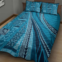 Pasifika Women's Day - Samoa Siapo Malu Tattoo Inspired Quilt Bed Set Turquoise LT7 - Polynesian Pride
