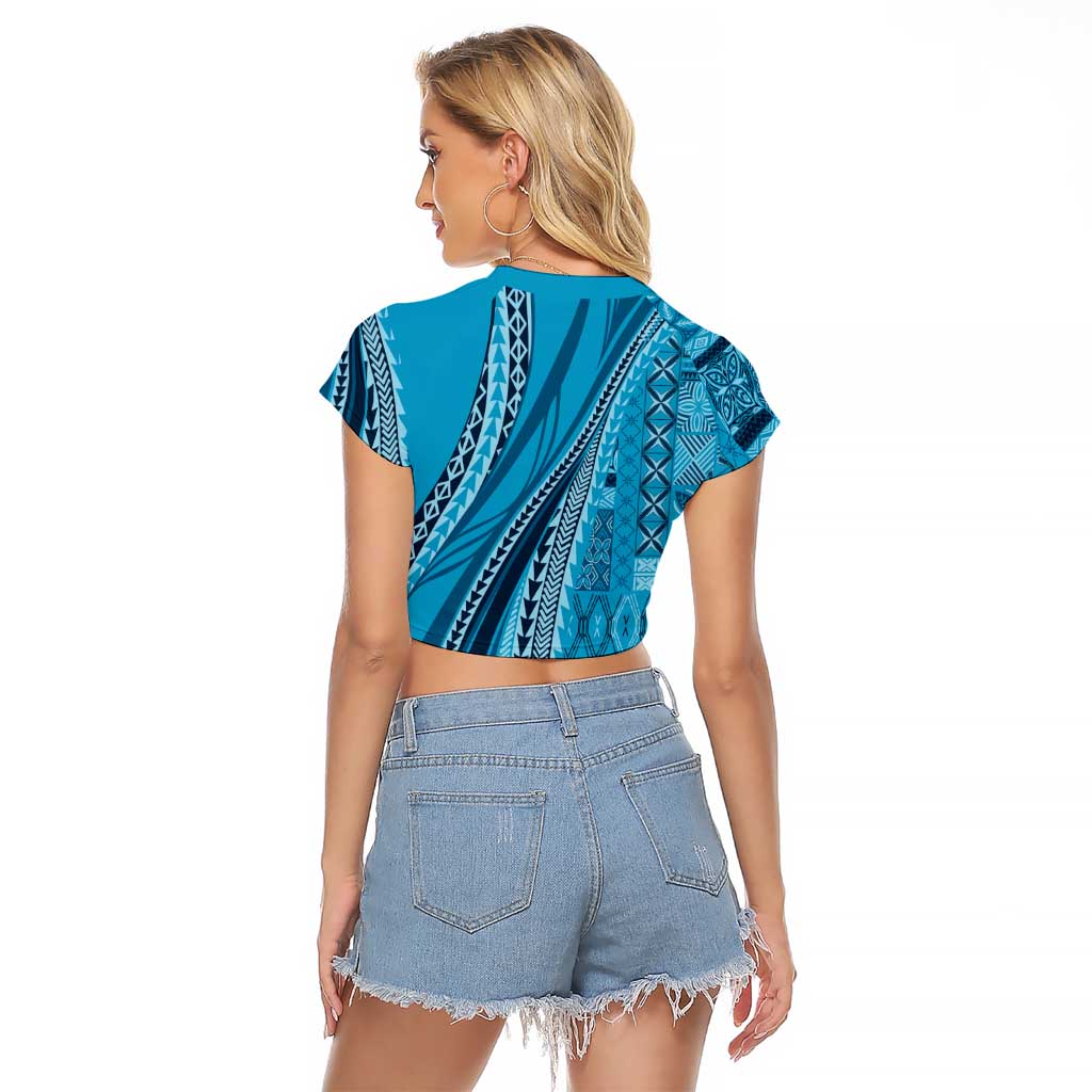 Pasifika Women's Day - Samoa Siapo Malu Tattoo Inspired Raglan Cropped T Shirt Turquoise LT7 - Polynesian Pride
