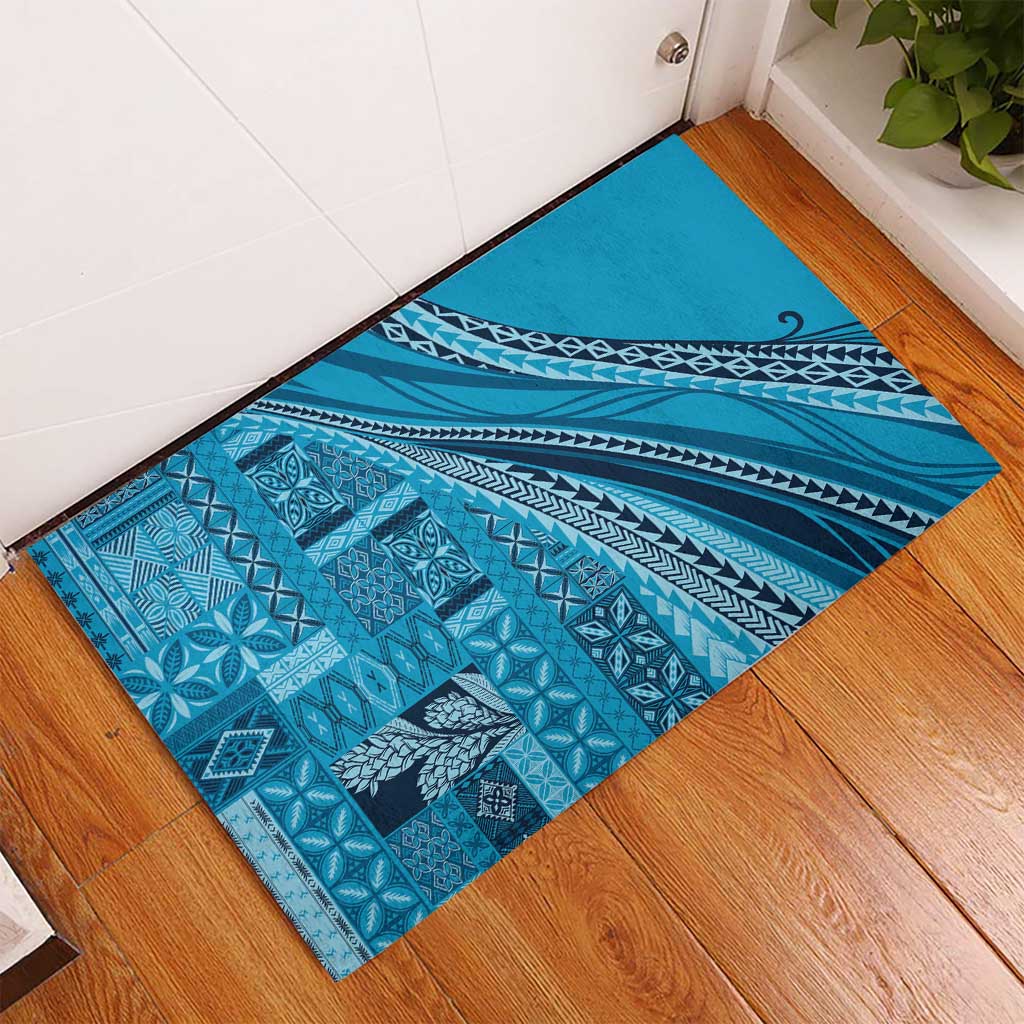 Pasifika Women's Day - Samoa Siapo Malu Tattoo Inspired Rubber Doormat Turquoise LT7 - Polynesian Pride