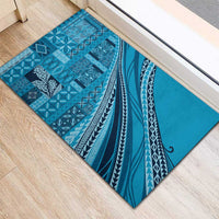 Pasifika Women's Day - Samoa Siapo Malu Tattoo Inspired Rubber Doormat Turquoise LT7 - Polynesian Pride