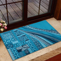Pasifika Women's Day - Samoa Siapo Malu Tattoo Inspired Rubber Doormat Turquoise LT7 - Polynesian Pride