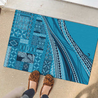 Pasifika Women's Day - Samoa Siapo Malu Tattoo Inspired Rubber Doormat Turquoise LT7 - Polynesian Pride