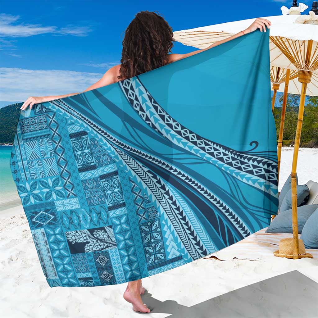 Pasifika Women's Day - Samoa Siapo Malu Tattoo Inspired Sarong Turquoise LT7 One Size 44 x 66 inches Turquoise - Polynesian Pride