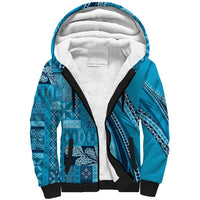 Pasifika Women's Day - Samoa Siapo Malu Tattoo Inspired Sherpa Hoodie Turquoise LT7 Unisex Turquoise - Polynesian Pride