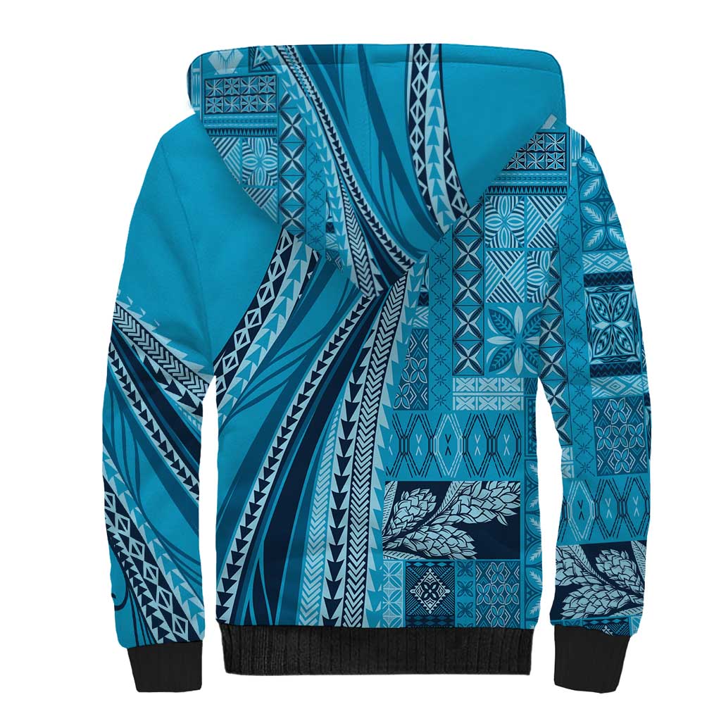 Pasifika Women's Day - Samoa Siapo Malu Tattoo Inspired Sherpa Hoodie Turquoise LT7 - Polynesian Pride