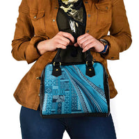 Pasifika Women's Day - Samoa Siapo Malu Tattoo Inspired Shoulder Handbag Turquoise LT7 - Polynesian Pride