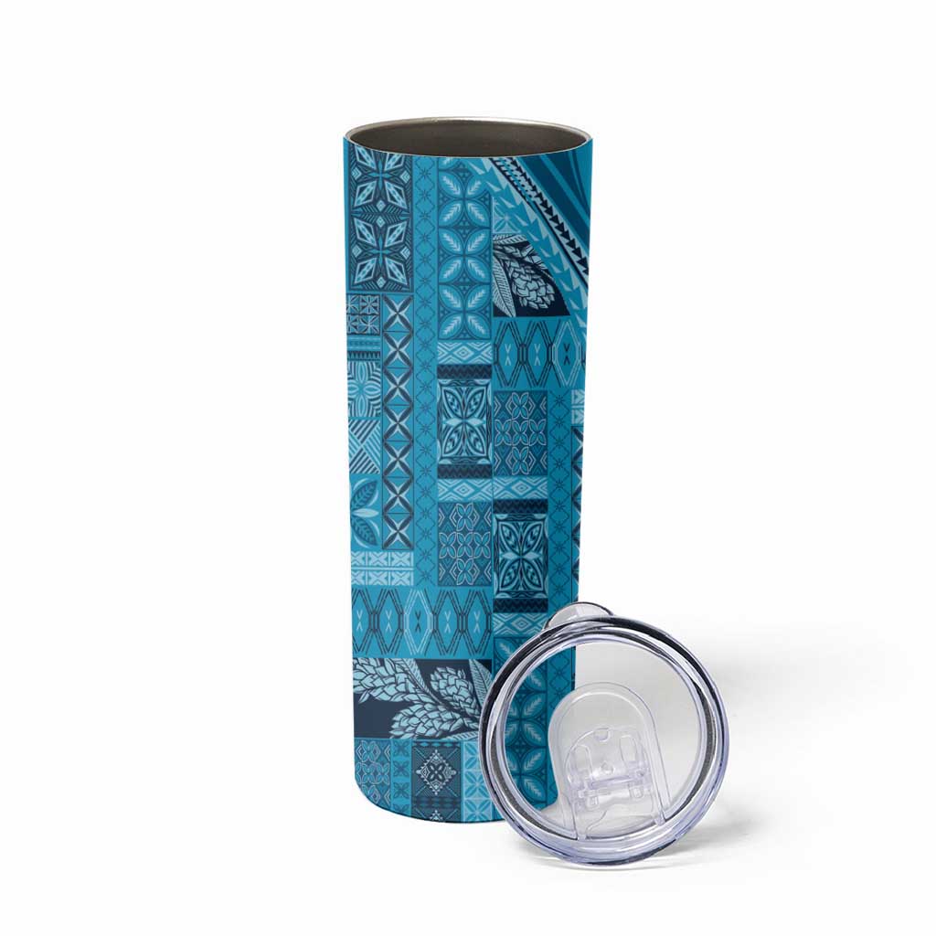 Pasifika Women's Day - Samoa Siapo Malu Tattoo Inspired Skinny Tumbler Turquoise LT7 - Polynesian Pride
