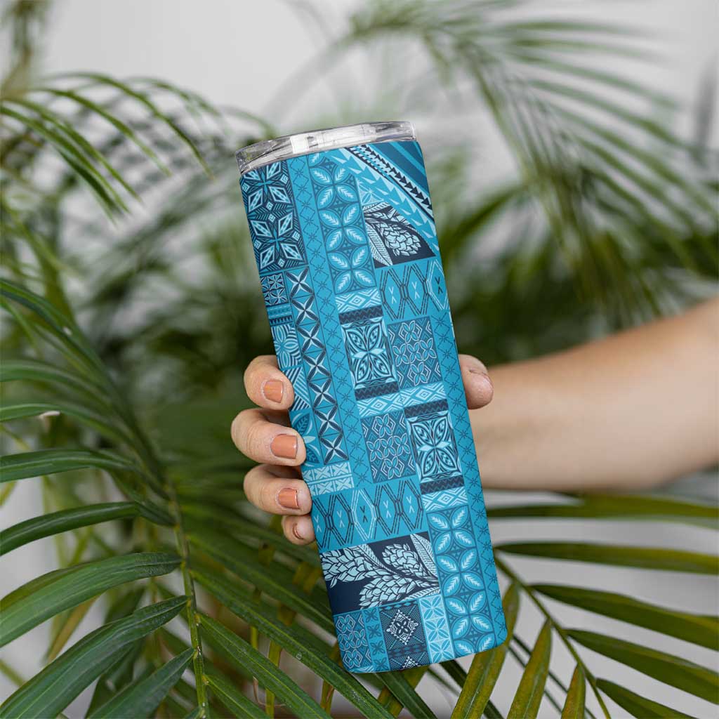 Pasifika Women's Day - Samoa Siapo Malu Tattoo Inspired Skinny Tumbler Turquoise LT7 - Polynesian Pride