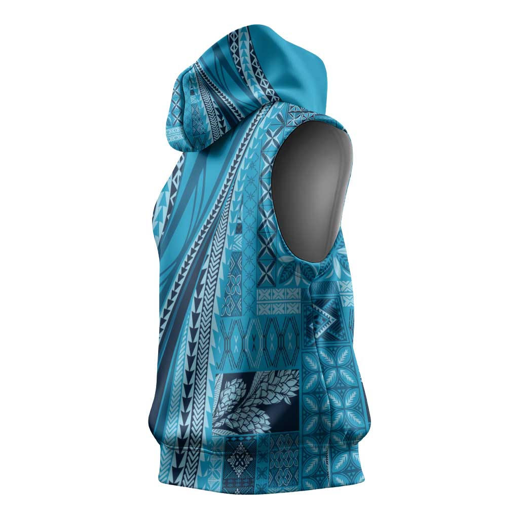Pasifika Women's Day - Samoa Siapo Malu Tattoo Inspired Sleeveless Hoodie Turquoise LT7 - Polynesian Pride