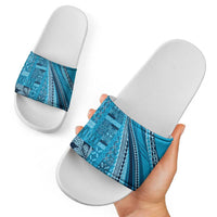 Pasifika Women's Day - Samoa Siapo Malu Tattoo Inspired Slide Sandals Turquoise