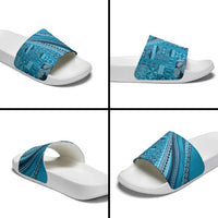 Pasifika Women's Day - Samoa Siapo Malu Tattoo Inspired Slide Sandals Turquoise