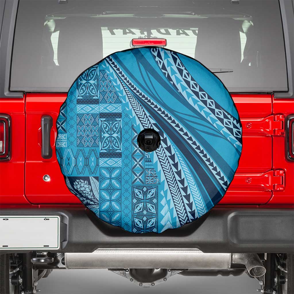 Pasifika Women's Day - Samoa Siapo Malu Tattoo Inspired Spare Tire Cover Turquoise LT7 - Polynesian Pride