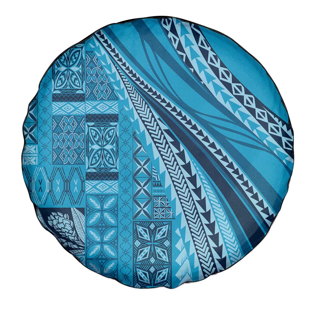 Pasifika Women's Day - Samoa Siapo Malu Tattoo Inspired Spare Tire Cover Turquoise LT7 - Polynesian Pride
