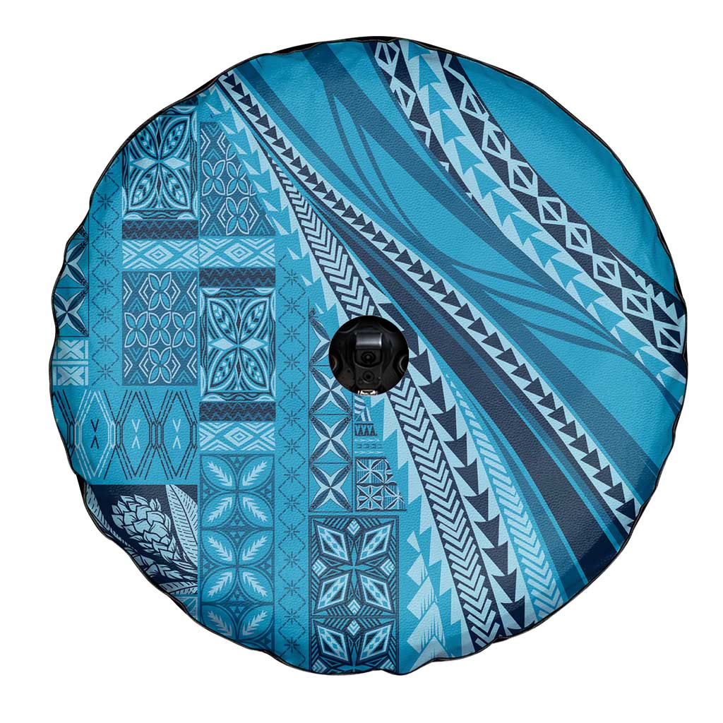 Pasifika Women's Day - Samoa Siapo Malu Tattoo Inspired Spare Tire Cover Turquoise LT7 - Polynesian Pride