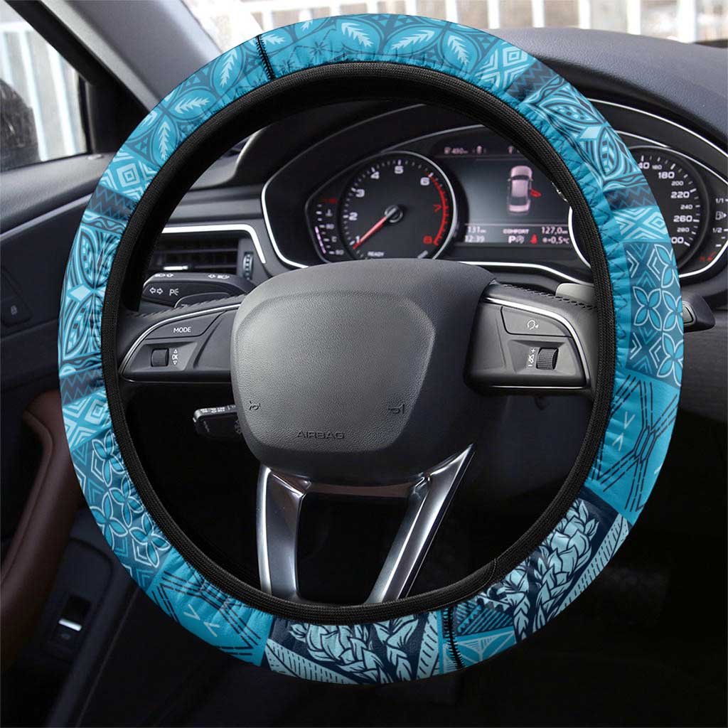 Pasifika Women's Day - Samoa Siapo Malu Tattoo Inspired Steering Wheel Cover Turquoise LT7 - Polynesian Pride
