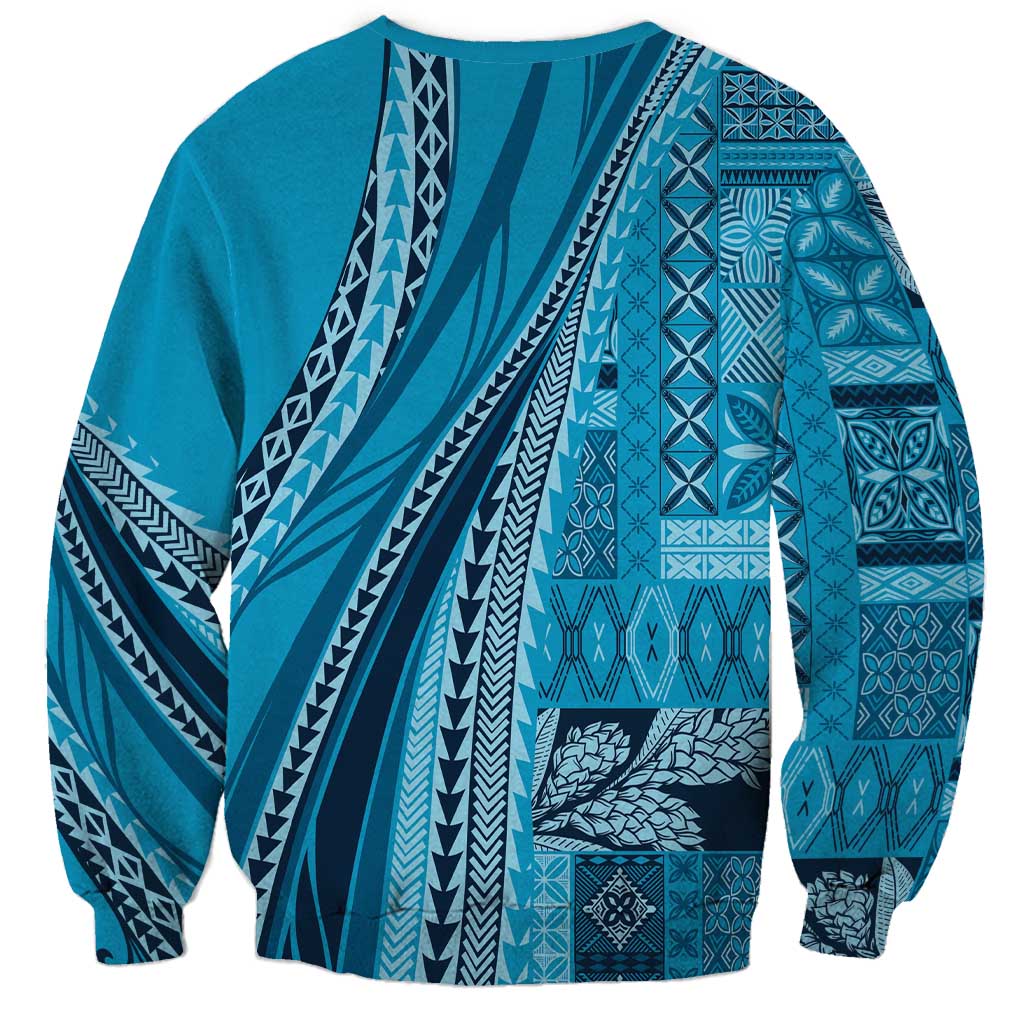 Pasifika Women's Day - Samoa Siapo Malu Tattoo Inspired Sweatshirt Turquoise LT7 - Polynesian Pride