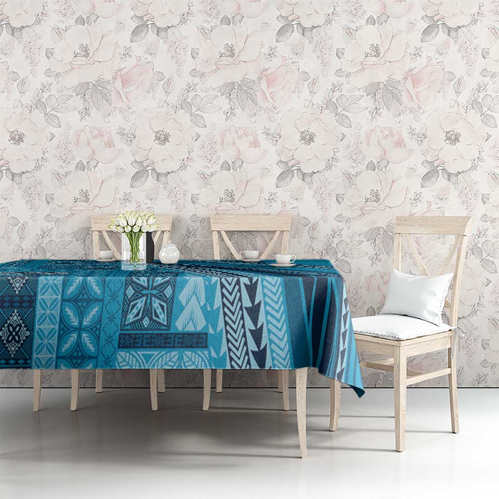 Pasifika Women's Day - Samoa Siapo Malu Tattoo Inspired Tablecloth Turquoise LT7 - Polynesian Pride