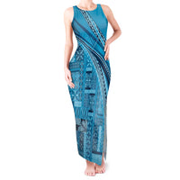 Pasifika Women's Day - Samoa Siapo Malu Tattoo Inspired Tank Maxi Dress Turquoise LT7 Women Turquoise - Polynesian Pride