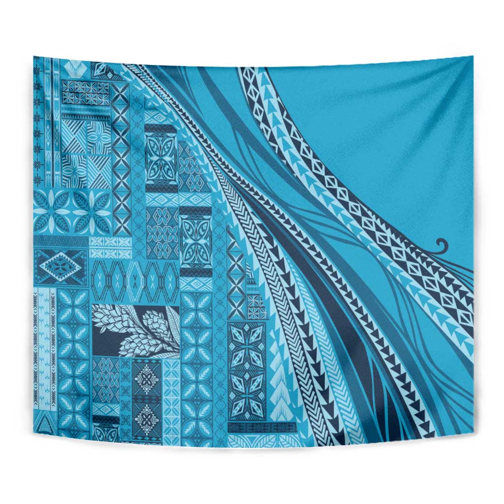 Pasifika Women's Day - Samoa Siapo Malu Tattoo Inspired Tapestry Turquoise LT7 - Polynesian Pride