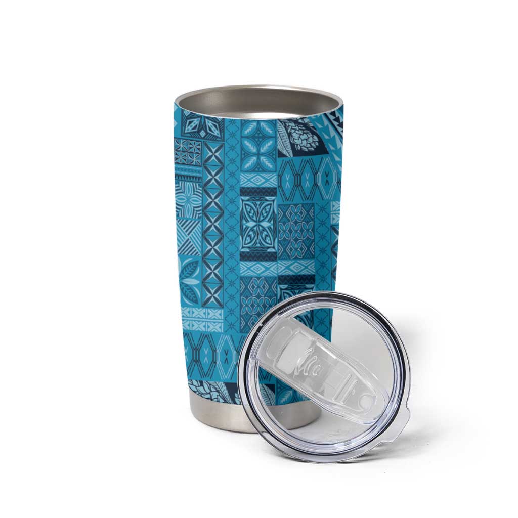 Pasifika Women's Day - Samoa Siapo Malu Tattoo Inspired Tumbler Cup Turquoise LT7 - Polynesian Pride