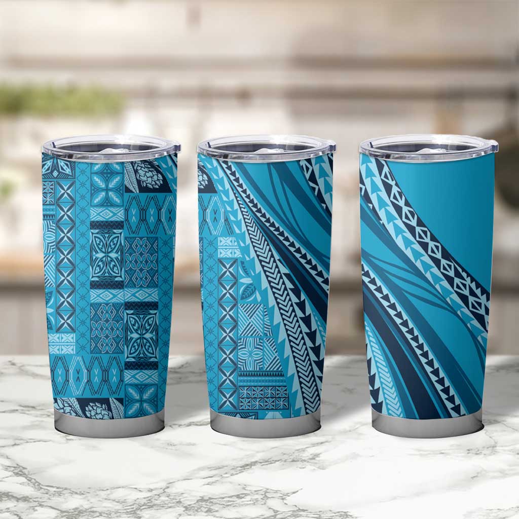 Pasifika Women's Day - Samoa Siapo Malu Tattoo Inspired Tumbler Cup Turquoise LT7 - Polynesian Pride