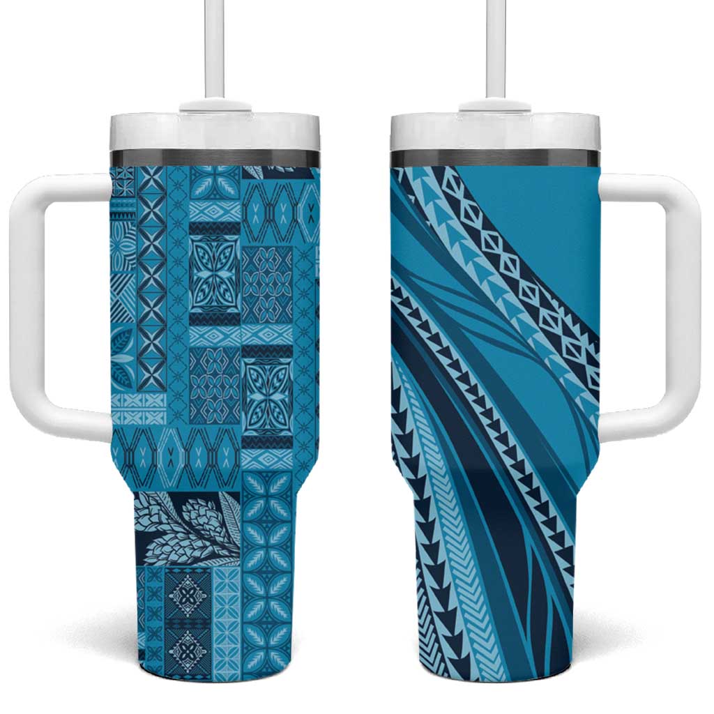 Pasifika Women's Day - Samoa Siapo Malu Tattoo Inspired Tumbler With Handle Turquoise LT7 One Size: 40 oz Turquoise - Polynesian Pride