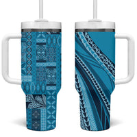 Pasifika Women's Day - Samoa Siapo Malu Tattoo Inspired Tumbler With Handle Turquoise LT7 One Size: 40 oz Turquoise - Polynesian Pride