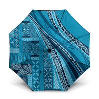 Pasifika Women's Day - Samoa Siapo Malu Tattoo Inspired Umbrella Turquoise LT7 One Size Folded 11.42 inch Opened Diameter 37.4 inch Turquoise - Polynesian Pride