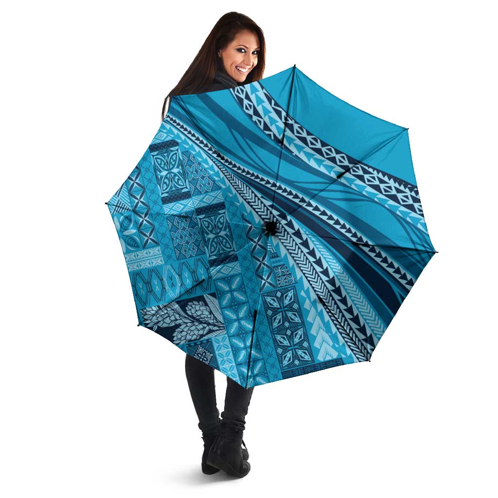 Pasifika Women's Day - Samoa Siapo Malu Tattoo Inspired Umbrella Turquoise LT7 - Polynesian Pride