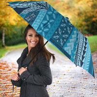 Pasifika Women's Day - Samoa Siapo Malu Tattoo Inspired Umbrella Turquoise LT7 - Polynesian Pride