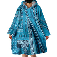 Pasifika Women's Day - Samoa Siapo Malu Tattoo Inspired Wearable Blanket Hoodie Turquoise LT7 - Polynesian Pride