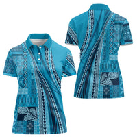 Pasifika Women's Day - Samoa Siapo Malu Tattoo Inspired Women Polo Shirt Turquoise LT7 - Polynesian Pride