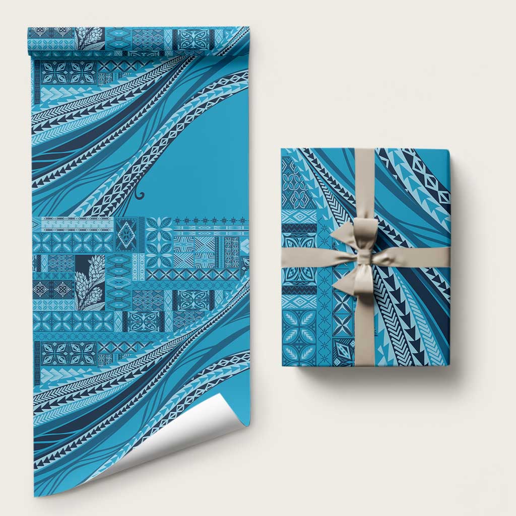 Pasifika Women's Day - Samoa Siapo Malu Tattoo Inspired Wrapping Paper Turquoise LT7 58" × 23" Turquoise - Polynesian Pride