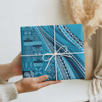 Pasifika Women's Day - Samoa Siapo Malu Tattoo Inspired Wrapping Paper Turquoise LT7 - Polynesian Pride