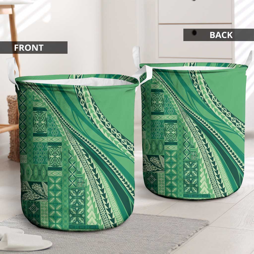 Pasifika Women's Day - Samoa Siapo Malu Tattoo Inspired Laundry Basket Jade LT7 - Polynesian Pride