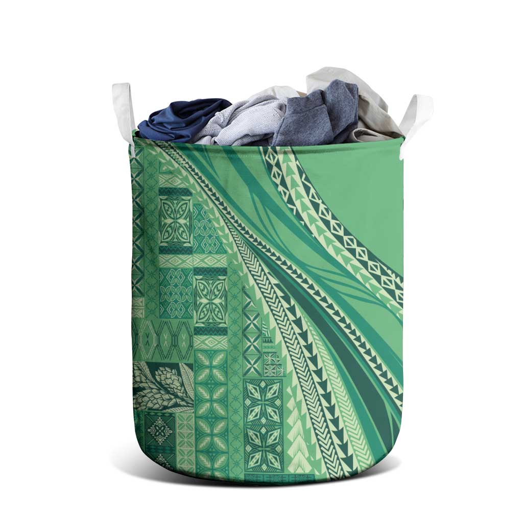 Pasifika Women's Day - Samoa Siapo Malu Tattoo Inspired Laundry Basket Jade LT7 - Polynesian Pride