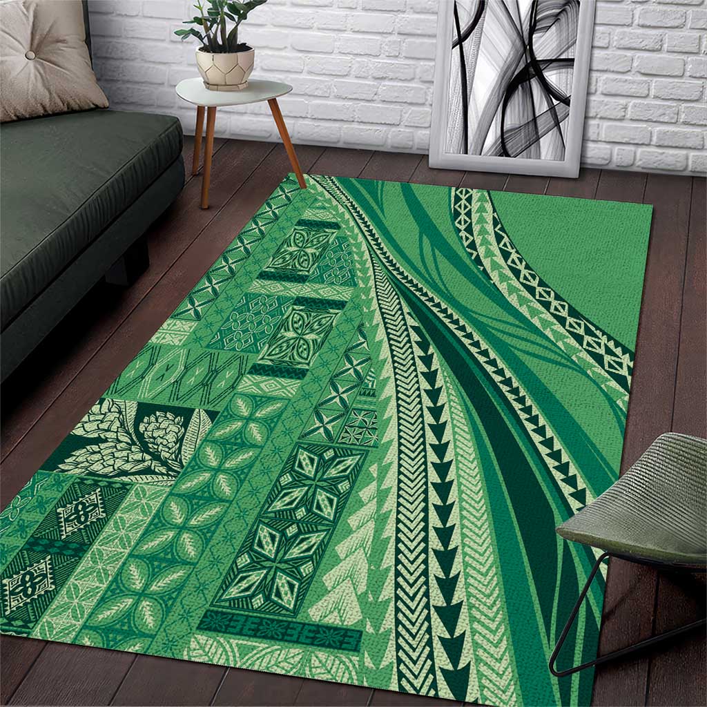 Pasifika Women's Day - Samoa Siapo Malu Tattoo Inspired Area Rug Jade