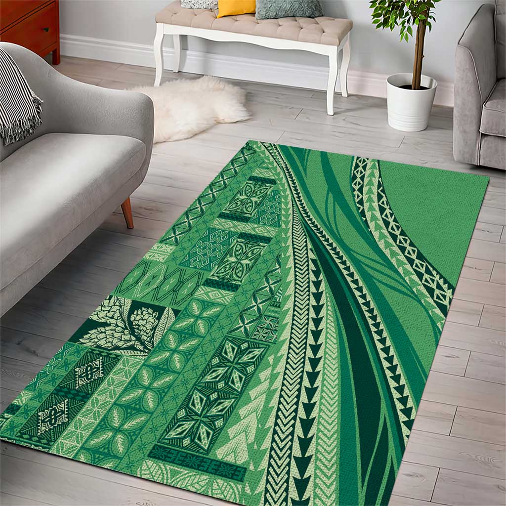 Pasifika Women's Day - Samoa Siapo Malu Tattoo Inspired Area Rug Jade