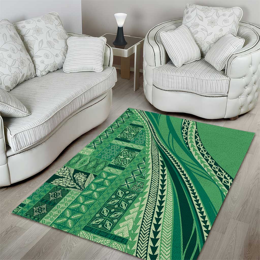 Pasifika Women's Day - Samoa Siapo Malu Tattoo Inspired Area Rug Jade