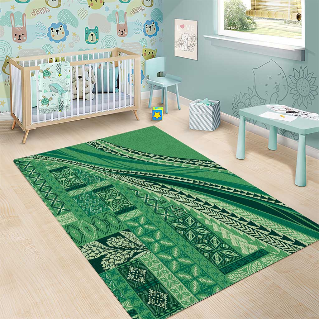 Pasifika Women's Day - Samoa Siapo Malu Tattoo Inspired Area Rug Jade