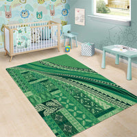 Pasifika Women's Day - Samoa Siapo Malu Tattoo Inspired Area Rug Jade