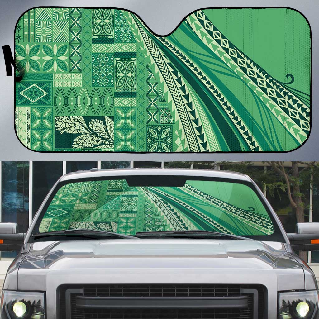 Pasifika Women's Day - Samoa Siapo Malu Tattoo Inspired Auto Sun Shade Jade