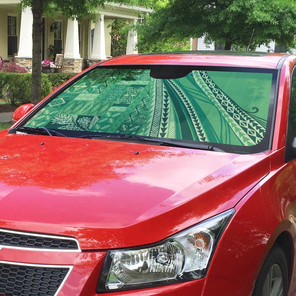 Pasifika Women's Day - Samoa Siapo Malu Tattoo Inspired Auto Sun Shade Jade