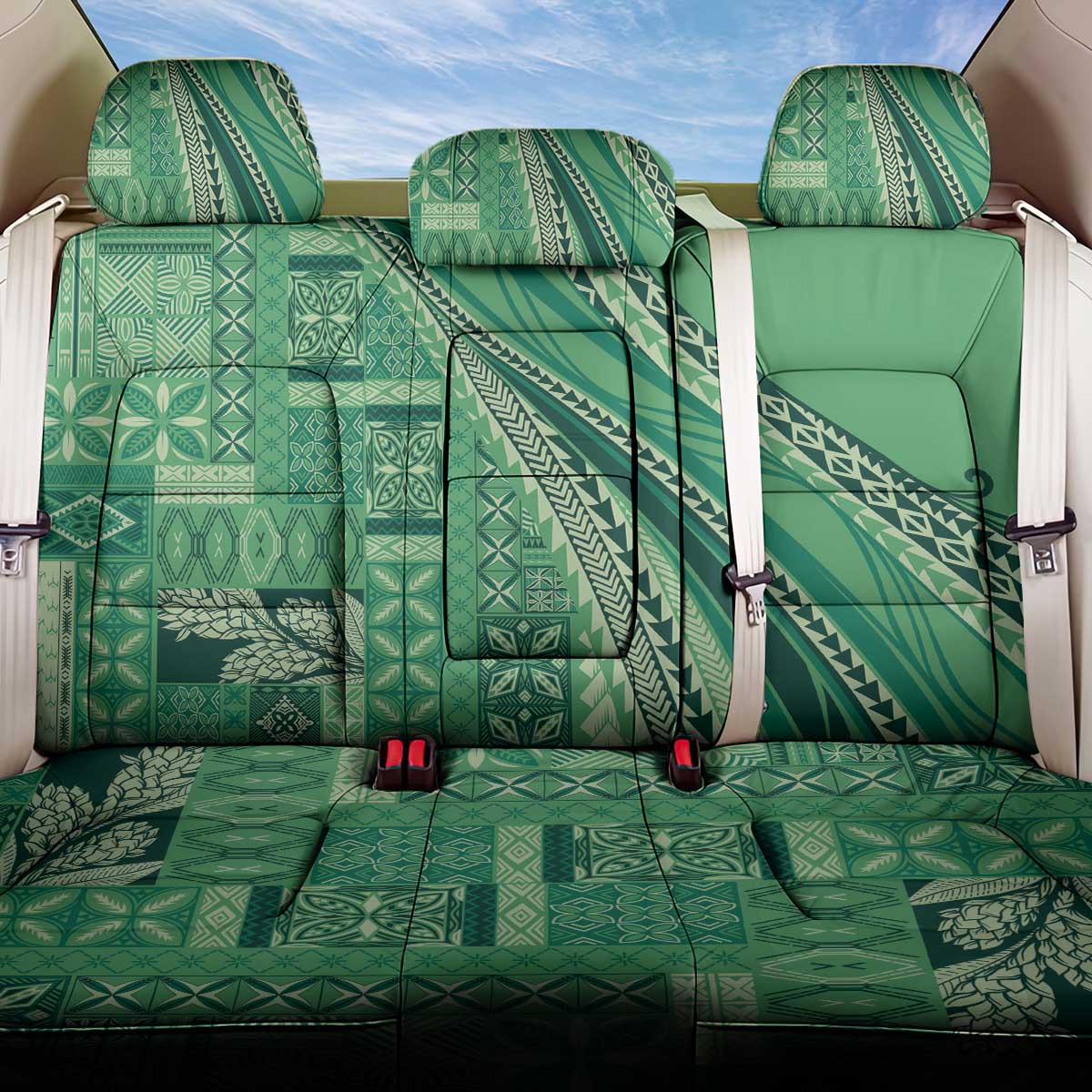 Pasifika Women's Day - Samoa Siapo Malu Tattoo Inspired Back Car Seat Cover Jade LT7 One Size Jade - Polynesian Pride